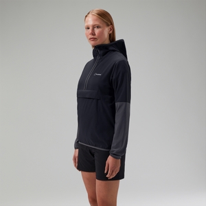 Wandermoor Wind-Damen-Smock Schwarz/Grau