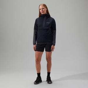 Wandermoor Wind-Damen-Smock Schwarz/Grau