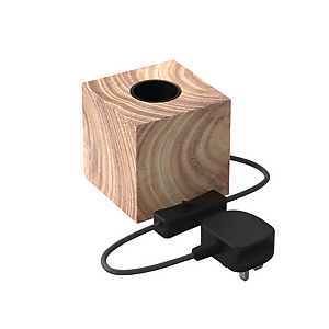 Calex E27 Table Lamp Cube With 1.8m Cord - FSC Wood