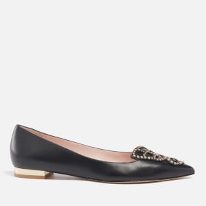Bufferfly Embellished Leather Ballet Flats