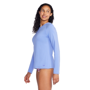 Women's Long Sleeve Swim Tee w/ Hood Blue