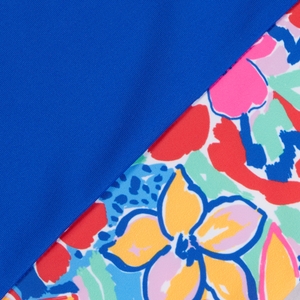 Girls Short Sleeve Printed Splice Rashguard Blue