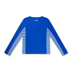 Girl's Long Sleeve Printed Splice Rashguard Blue