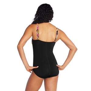 Women's Print ed Square Neck One Piece Pink
