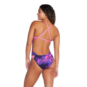 Women's Printed Twist Back One Piece Purple/Pink