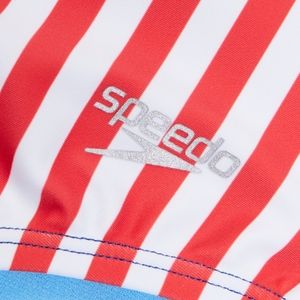 Girls Stripe Blocked One Piece Blue/Red