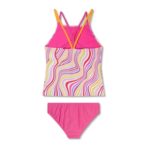 Girls Print Tankini Set Pink