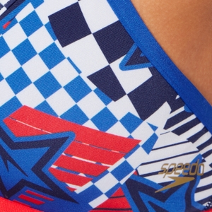 Women's Printed Crossback Tri Strap Crop Top Blue