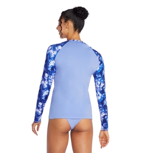 Women's Long Sleeve Printed Sleeve Rashguard Blue