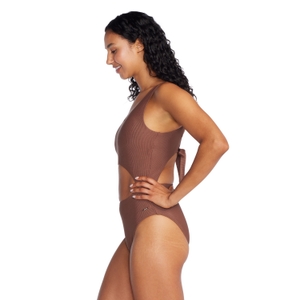 Women's Keyhole Rib One Piece Brown