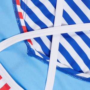 Girl's Stripe Blocked Bikini Set Blue