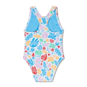 Girl's Printed Toddler Snapsuit One Piece White