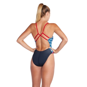 Women's Printed Strappy Back One Piece Navy