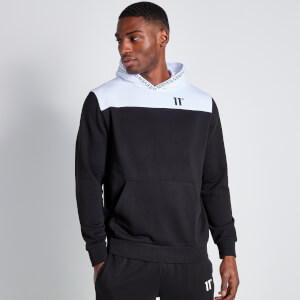 11 Degrees Text Print Block Hoodie - Black/White