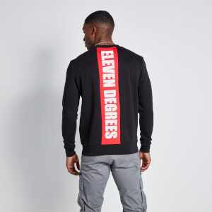 11 Degrees Cut and Sew Printed Back Graphic Sweatshirt - Black/Goji B