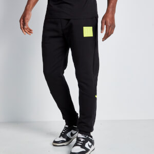 11 Degrees Taped Cut and Sew Perforated Logo Joggers - Black/Limeade