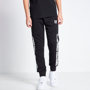 11 Degrees Text Panel Cut and Sew Joggers - Black