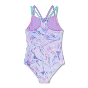Girl's Print Strappy One Piece Purple