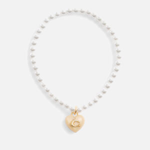 Coach Signature C Heart Faux Pearl Gold-Tone Bracelet