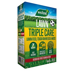 Westland Lawn Triple Care: Lawn Feed, Tough on Weeds & Moss - 160m²