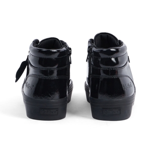 Youth Women Tovni Stack Hi Flower Patent Leather Black