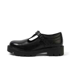 Junior Girls Kori T Bar Leather Black - 13