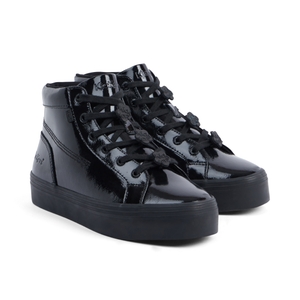 Youth Womens Tovni Stack Hi Flower Patent Leather Black