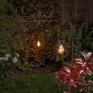 The Solar Company Hanging Cage Light with Crook - 2pk