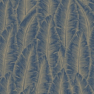 Grandeco Palmeria Palm Leaves Blown Wallpaper - Navy