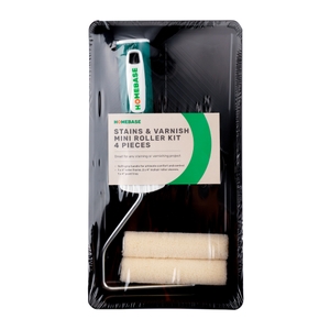 Homebase Stains & Varnish Mini Roller Kit - 4 Piece Pack