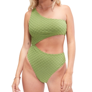 Grüner FLU3NTE asymmetrischer Badeanzug mit Cut-Out