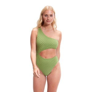 Grüner FLU3NTE asymmetrischer Badeanzug mit Cut-Out