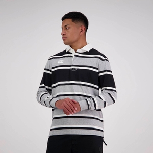 MENS YARN DYE LS RUGBY - JET BLACK - 2XL
