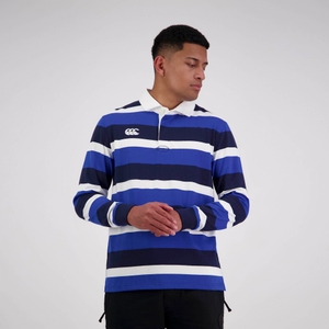 MENS YARN DYE LS RUGBY - STRONG BLUE - 2XL