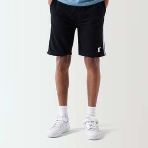 Colour Block Taped Sweat Shorts Skinny Fit - Black / White