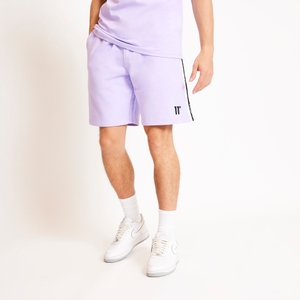 Colour Block Taped Sweat Shorts - Light Lavender / White