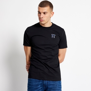 Printed Sleeve Cuff Logo T-Shirt - Black / Aztec