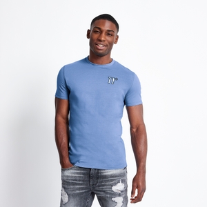 Printed Sleeve Cuff Logo T-Shirt - Shadow Blue / SWIRL AOP