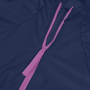 Damen L/S Badeanzug mit Reißverschluss im Farbblock-Design Blau