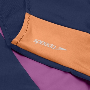 Damen L/S Badeanzug mit Reißverschluss im Farbblock-Design Blau