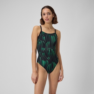 Space Train Flyback One Piece - Striped Green Black | Size 22