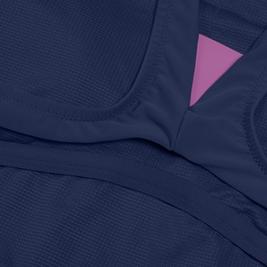 Damen Einfarbiger hochgeschnittener Badeanzug Blau