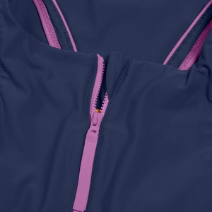 Damen Badeanzug mit Reißverschluss im Farbblock-Design Blau