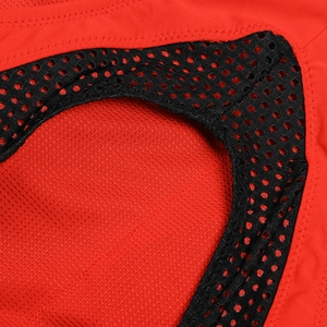 Women's Solid Highneck Top with Mesh Red
