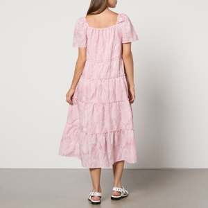 Ganni Textured Cloqué Tiered Maxi Dress - EU 34/UK 6 | Coggles
