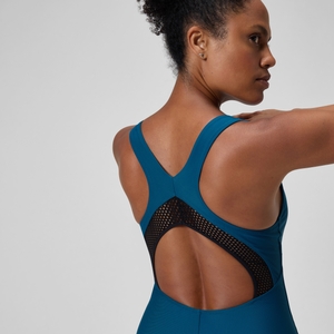 Monopièce en maille à col rond couleur unie pour femmes, bleu
