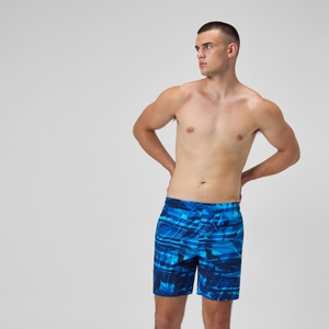 Maillot de bain à motif imprimé Rondo Edge 18 po pour hommes, bleu