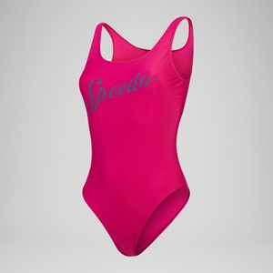 Women's Logo Deep U Back Swimsuit Purple