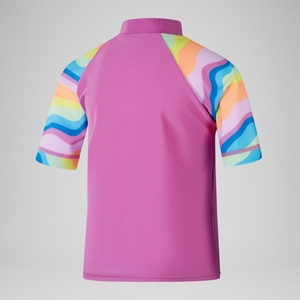 Girls' Printed Short Sleeve Sun Top Pink