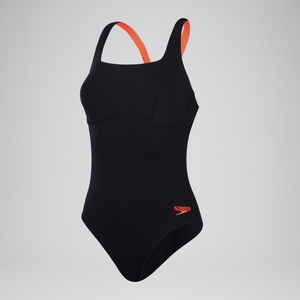 Maillot de bain à bande flexible avec soutien-gorge intégré pour Femmes Noir/Rouge sirène